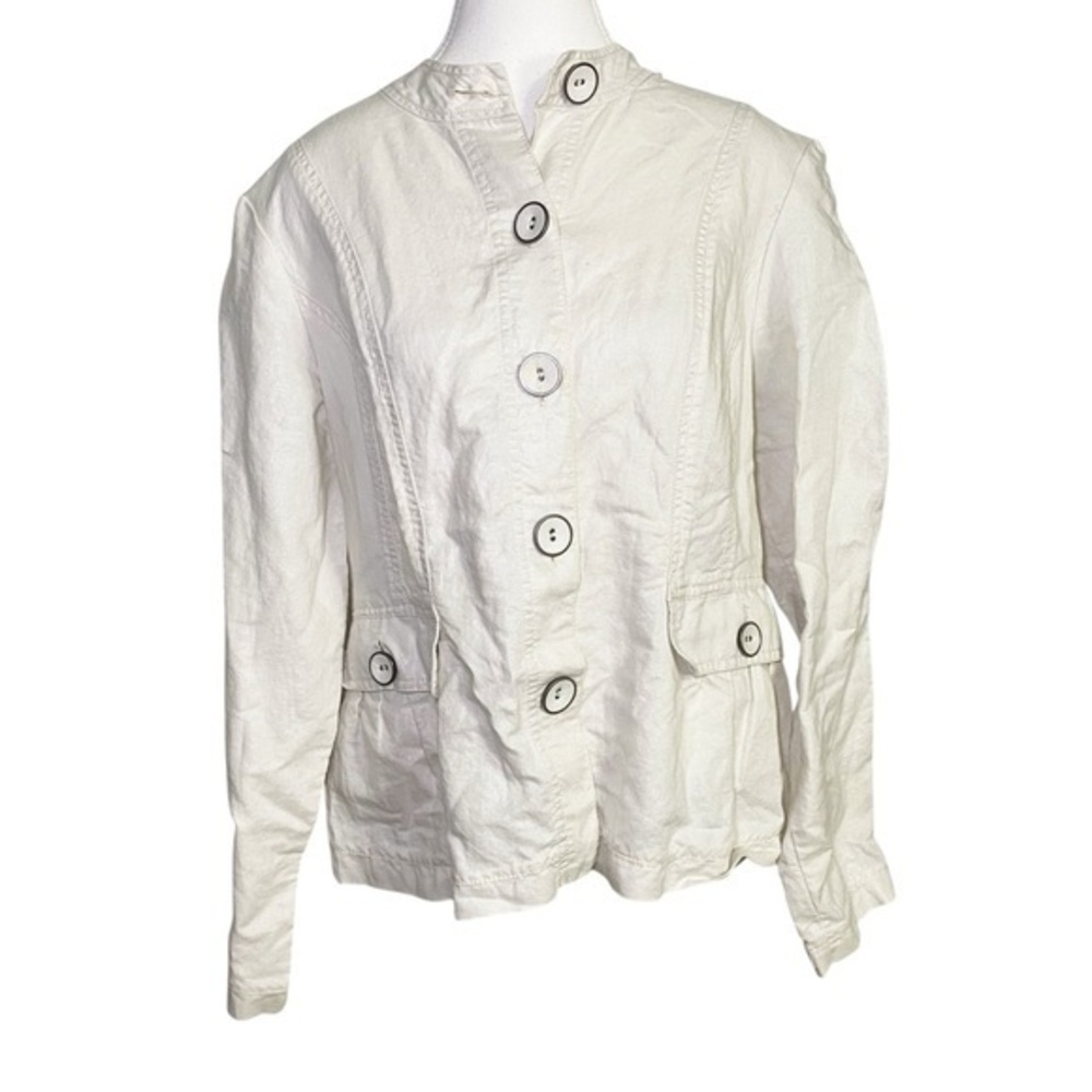 Chico's Cream Button-Up Utility Jacket